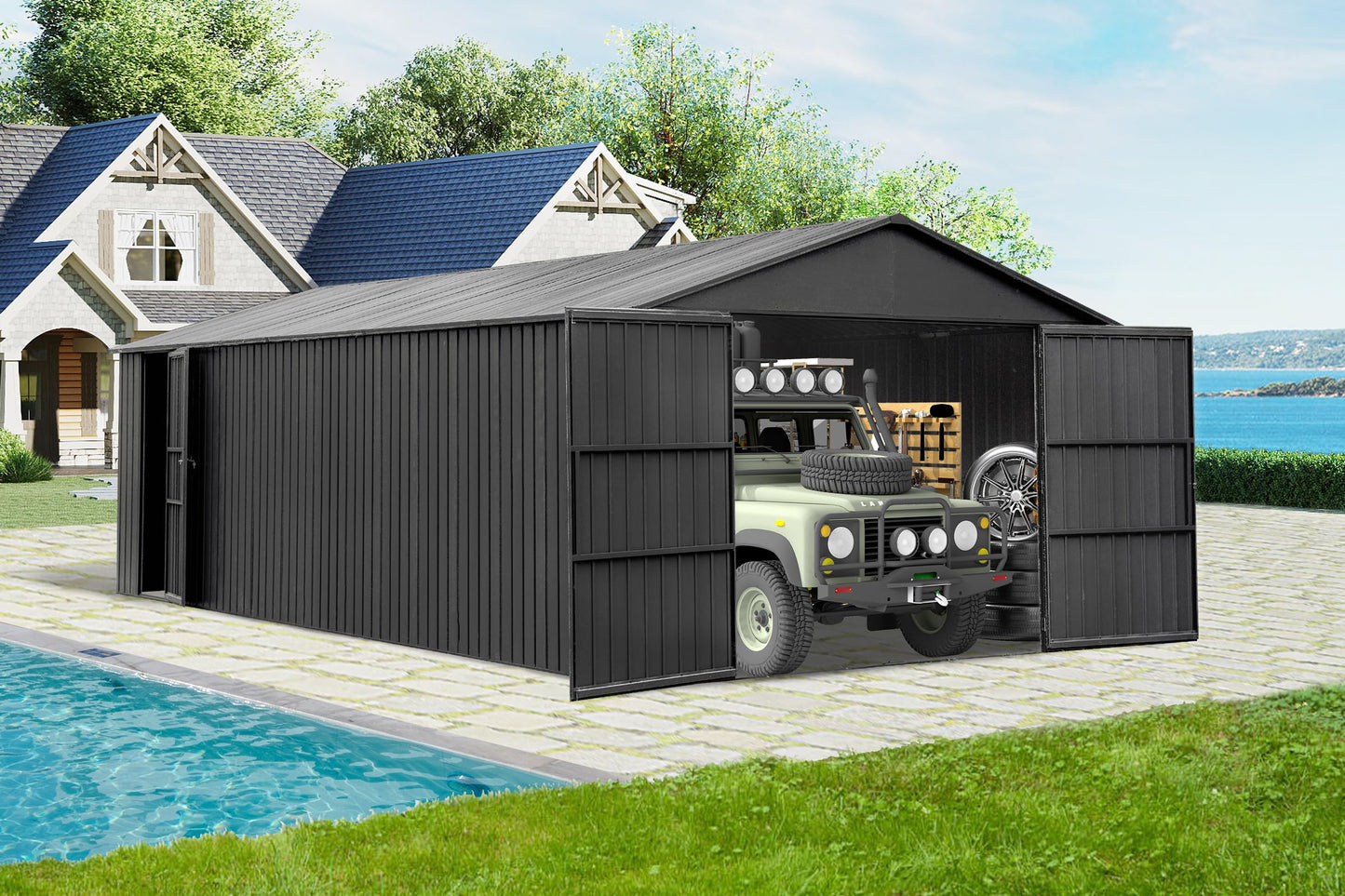 12x25FT Outdoor Metal Garage Shed