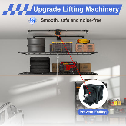 Overhead Double-Layer Garage Storage Rack 4x8 FT
