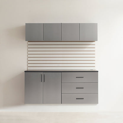 Astro Series - Garage Cabinet Set C With Soft Closing Drawers - Metallic Gray