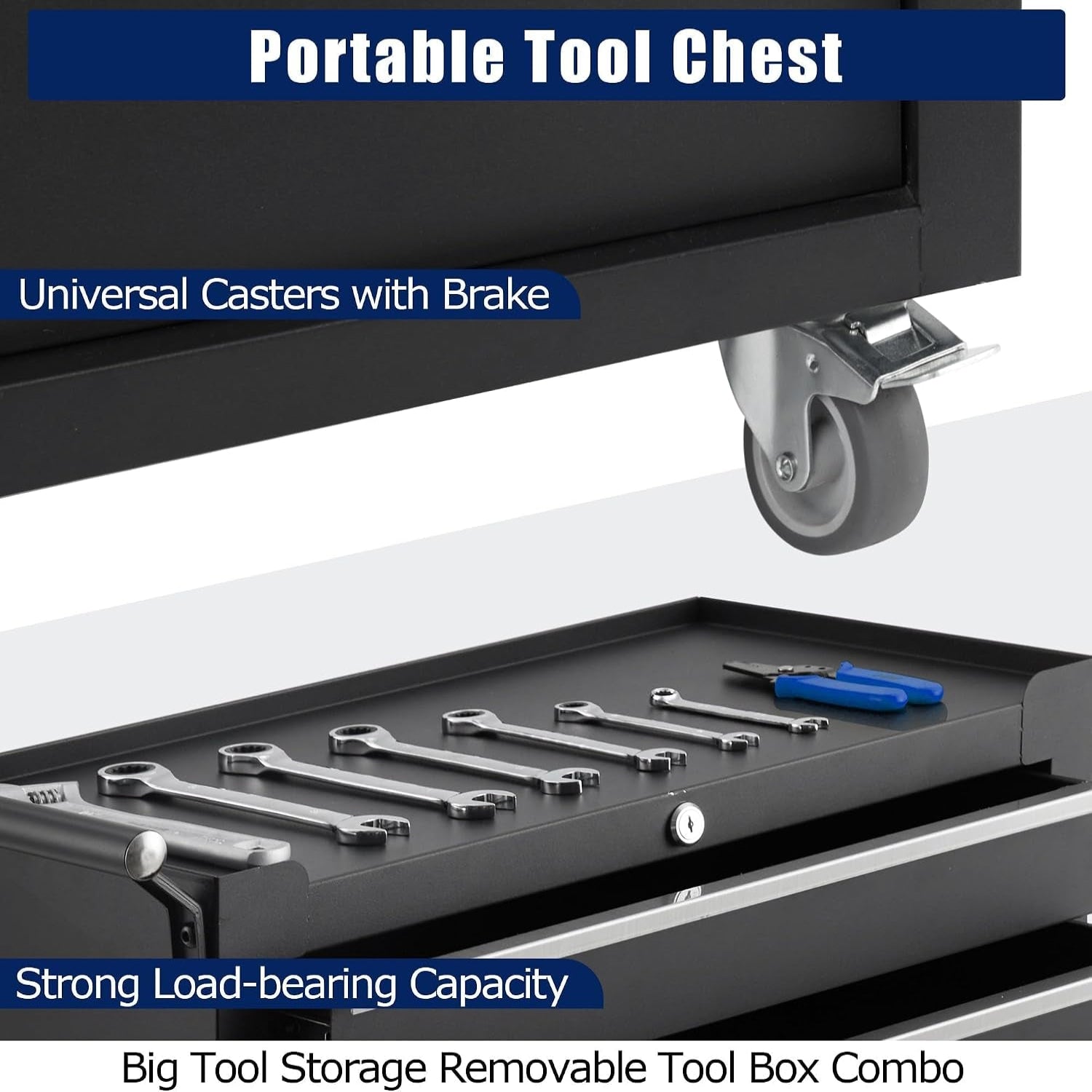 Rolling Tool Chest, 5 Drawers Tool Storage Cabinet with Wheels, Portable Tool Cabinet Organizer with Locking System & Drawer Liners,Universal Lockable Wheels, Tool Storage Cart for Garage, Workshop