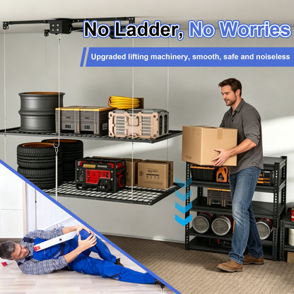 Overhead Double-Layer Garage Storage Rack 4x8 FT