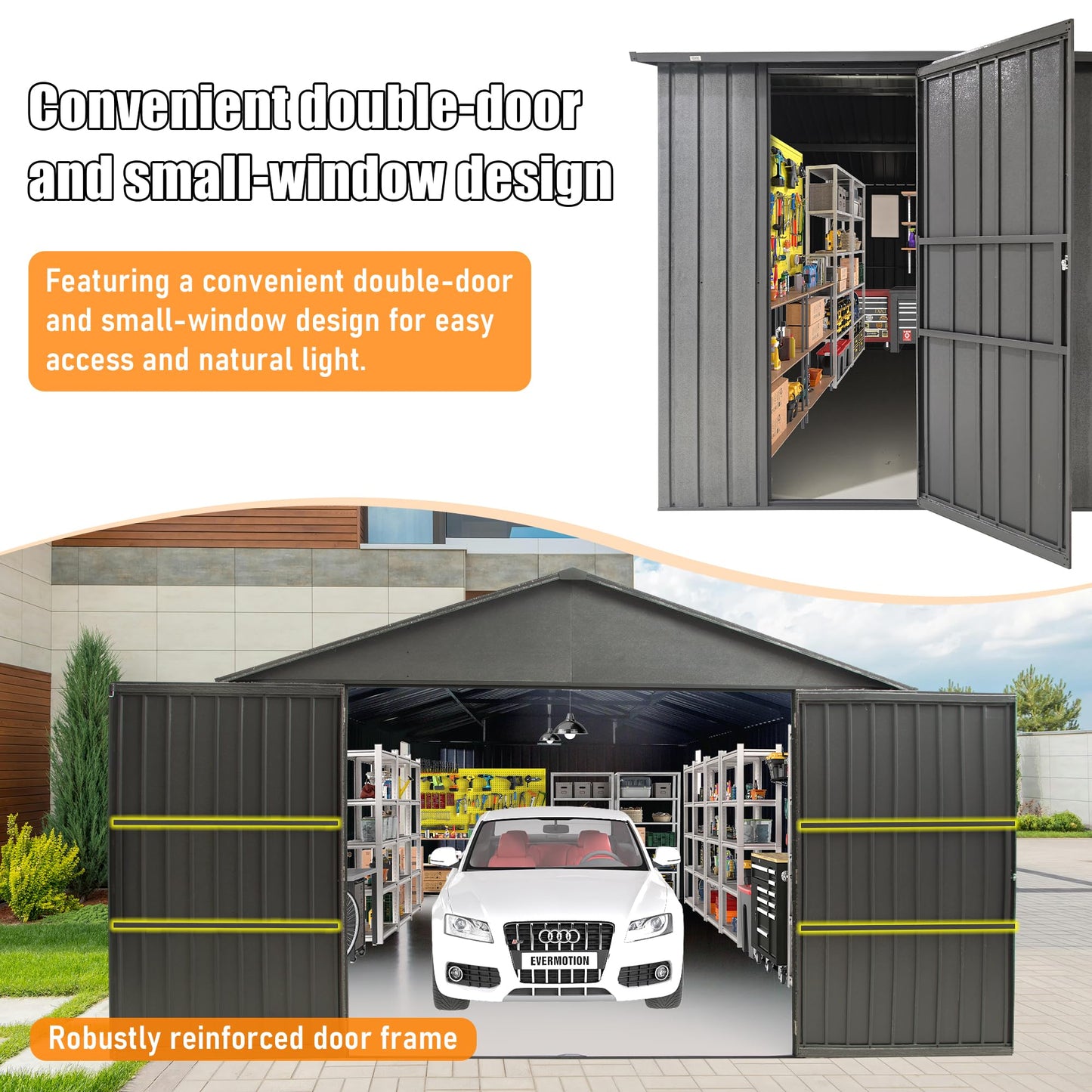 12x25FT Outdoor Metal Garage Shed
