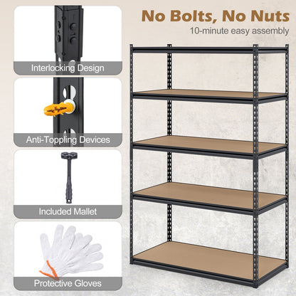 5-Tier Heavy Duty Garage Shelving Unit - 2200 LBS Capacity