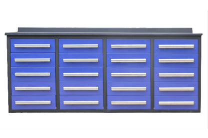 Garage Storage Cabinets With Workbench (With 20 Drawers) - Blue