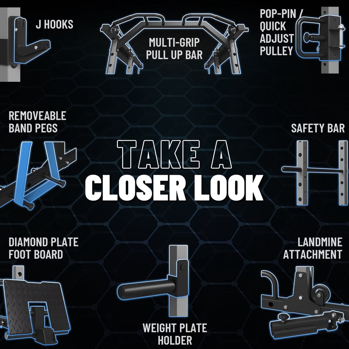 Power Rack Cage, Weight Cage with 800LB Capacity Adjustable Weight Bench, 1500LB Capacity Barbell and 340LB Weight Plate Set Combo Home Gym Package(B340)