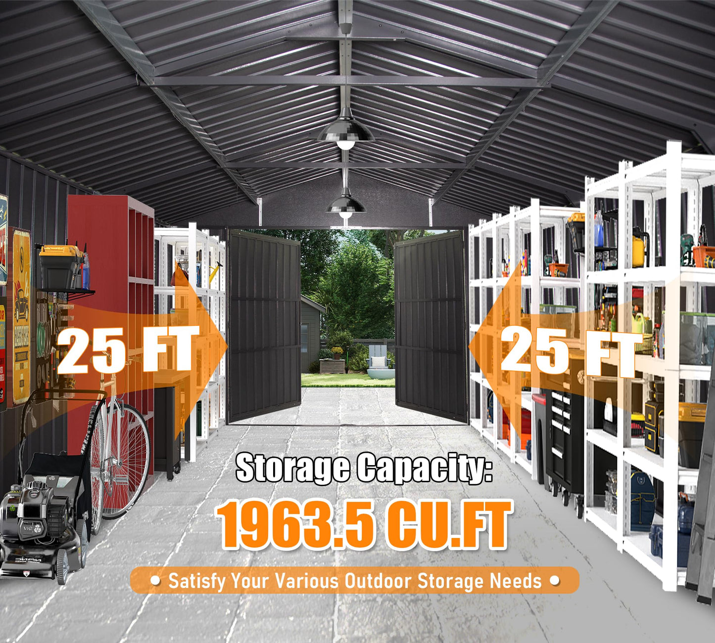 12x25FT Outdoor Metal Garage Shed