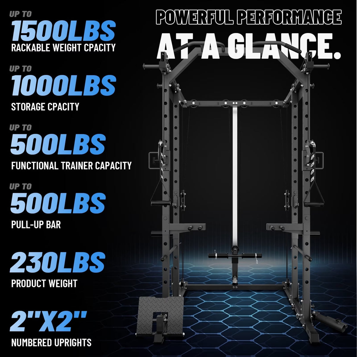 Power Rack Cage, Weight Cage with 800LB Capacity Adjustable Weight Bench, 1500LB Capacity Barbell and 340LB Weight Plate Set Combo Home Gym Package(B340)