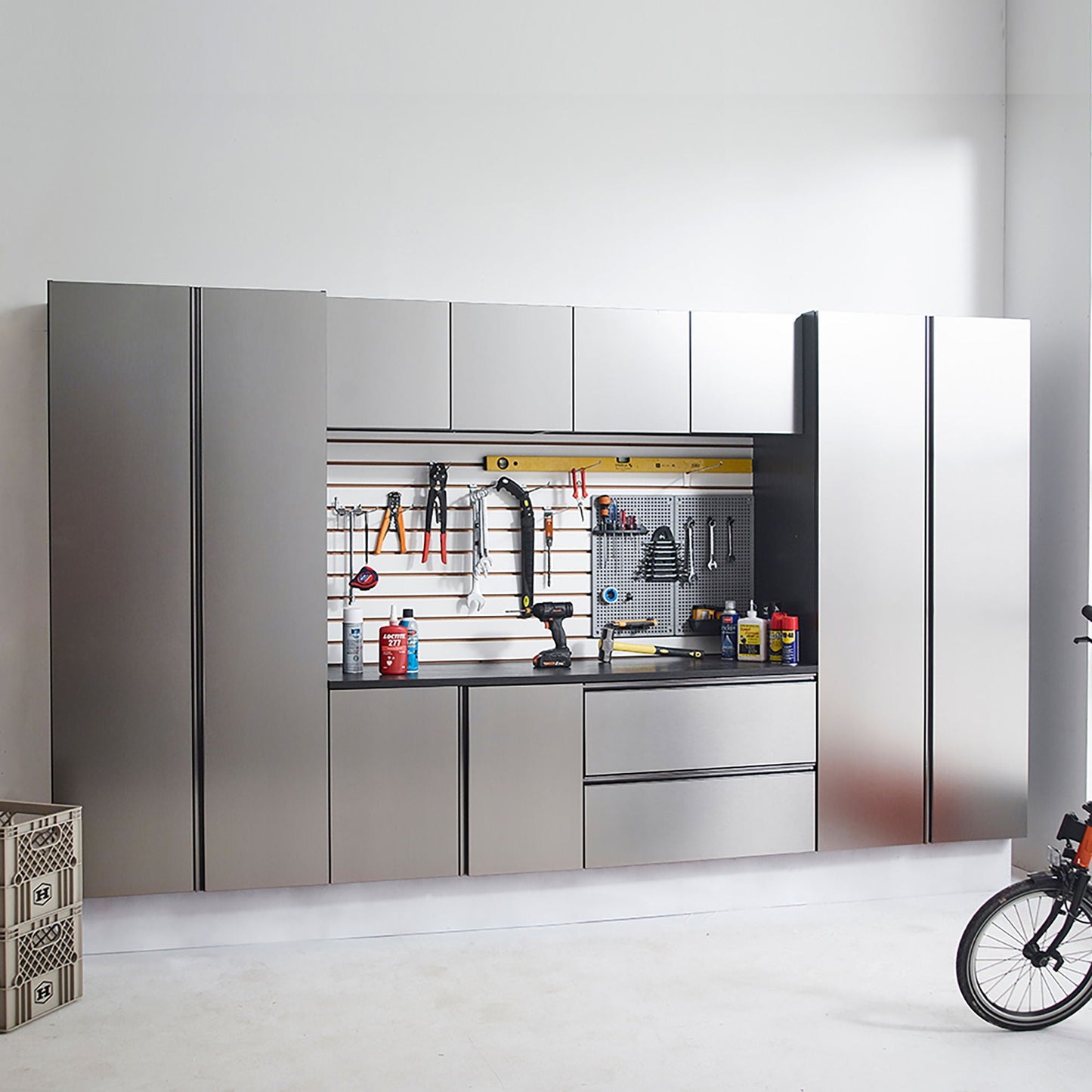 Nova Series - Garage Cabinet Set A With Soft Closing Doors - Metallic Gray