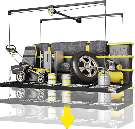 Overhead Garage Storage Rack 4X8, 500 Lb Heavy-Duty Capacity