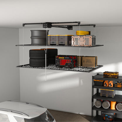 Overhead Double-Layer Garage Storage Rack 4x8 FT