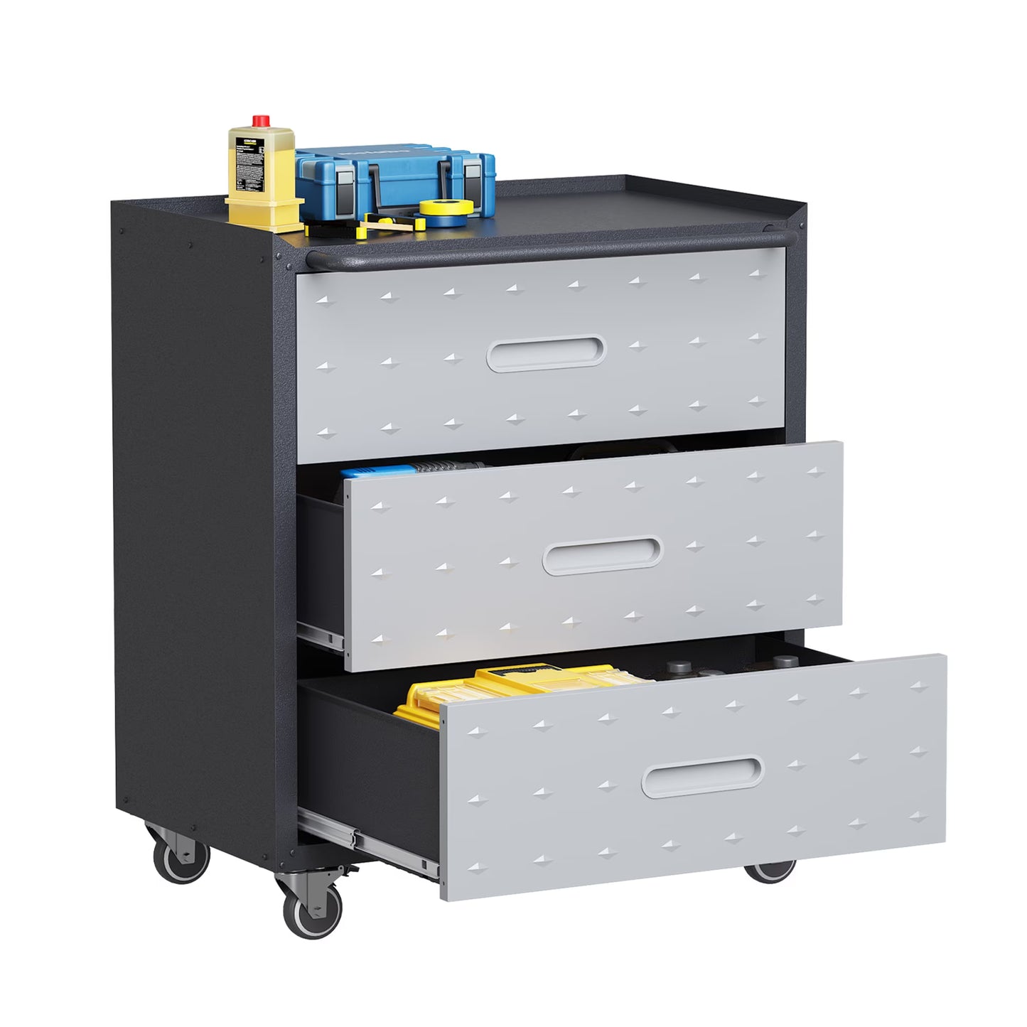 8-Piece Garage Storage System with Workbench, Heavy Duty Metal Garage Cabinets, Lockable Steel Tool Organizer, Modular Workshop Storage Cabinet Set, Gray