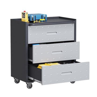 8-Piece Garage Storage System with Workbench, Heavy Duty Metal Garage Cabinets, Lockable Steel Tool Organizer, Modular Workshop Storage Cabinet Set, Gray