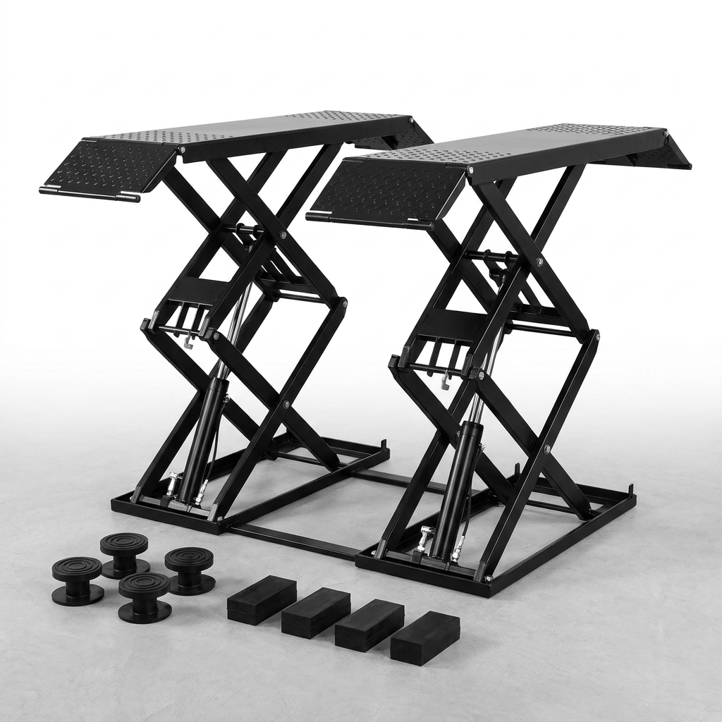 Car Lift, 7,000 Lbs. Capacity Portable Car Lift, 26.8 In. Max. Height, Carbon Steel Truck Lift with 120-Volt Power Unit — Studio Shot