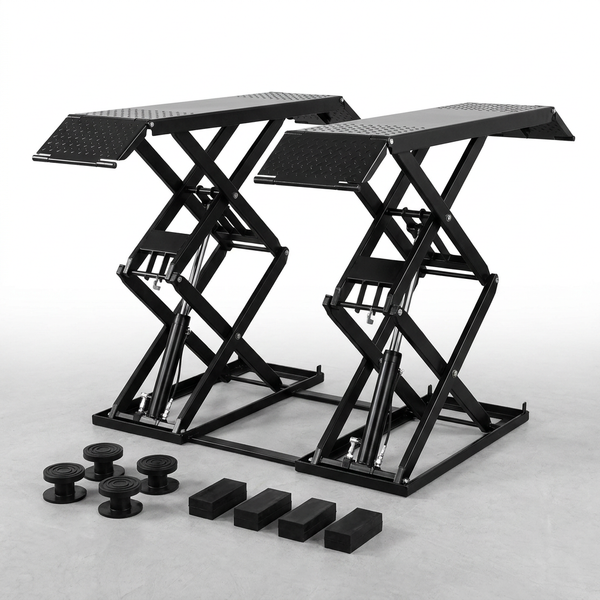 Car Lift Engineered for Heavy Vehicles, 7000 Lb Capacity, 26.8 In Max Height, Carbon Steel Frame, 120V