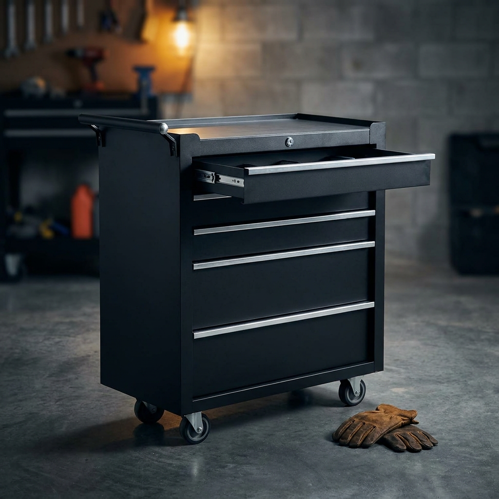 Rolling Tool Chest, 5 Drawers Tool Storage Cabinet with Wheels, Portable Tool Cabinet Organizer with Locking System & Drawer Liners,Universal Lockable Wheels, Tool Storage Cart for Garage, Workshop — Studio Shot