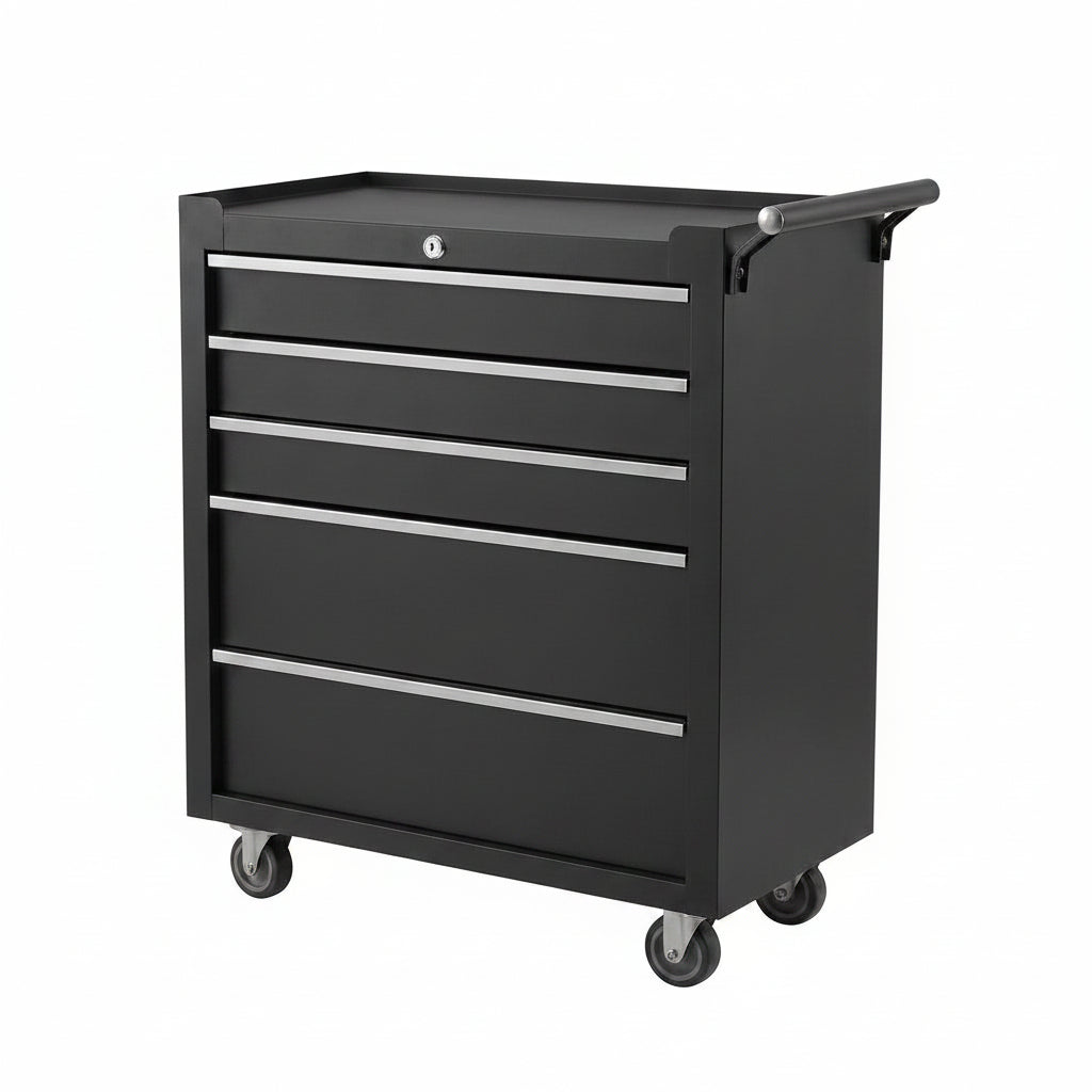 Rolling Tool Chest, 5 Drawers Tool Storage Cabinet with Wheels, Portable Tool Cabinet Organizer with Locking System & Drawer Liners,Universal Lockable Wheels, Tool Storage Cart for Garage, Workshop — Studio Shot
