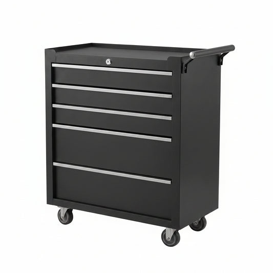 Rolling Tool Chest, 5 Drawers Tool Storage Cabinet with Wheels, Portable Tool Cabinet Organizer with Locking System & Drawer Liners,Universal Lockable Wheels, Tool Storage Cart for Garage, Workshop — Studio Shot