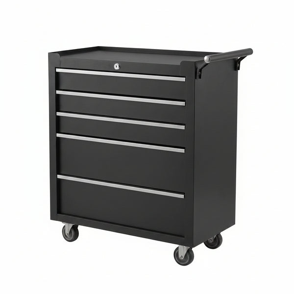 Rolling Tool Chest, 5 Drawers Tool Storage Cabinet with Wheels, Portable Tool Cabinet Organizer with Locking System & Drawer Liners,Universal Lockable Wheels, Tool Storage Cart for Garage, Workshop — Studio Shot