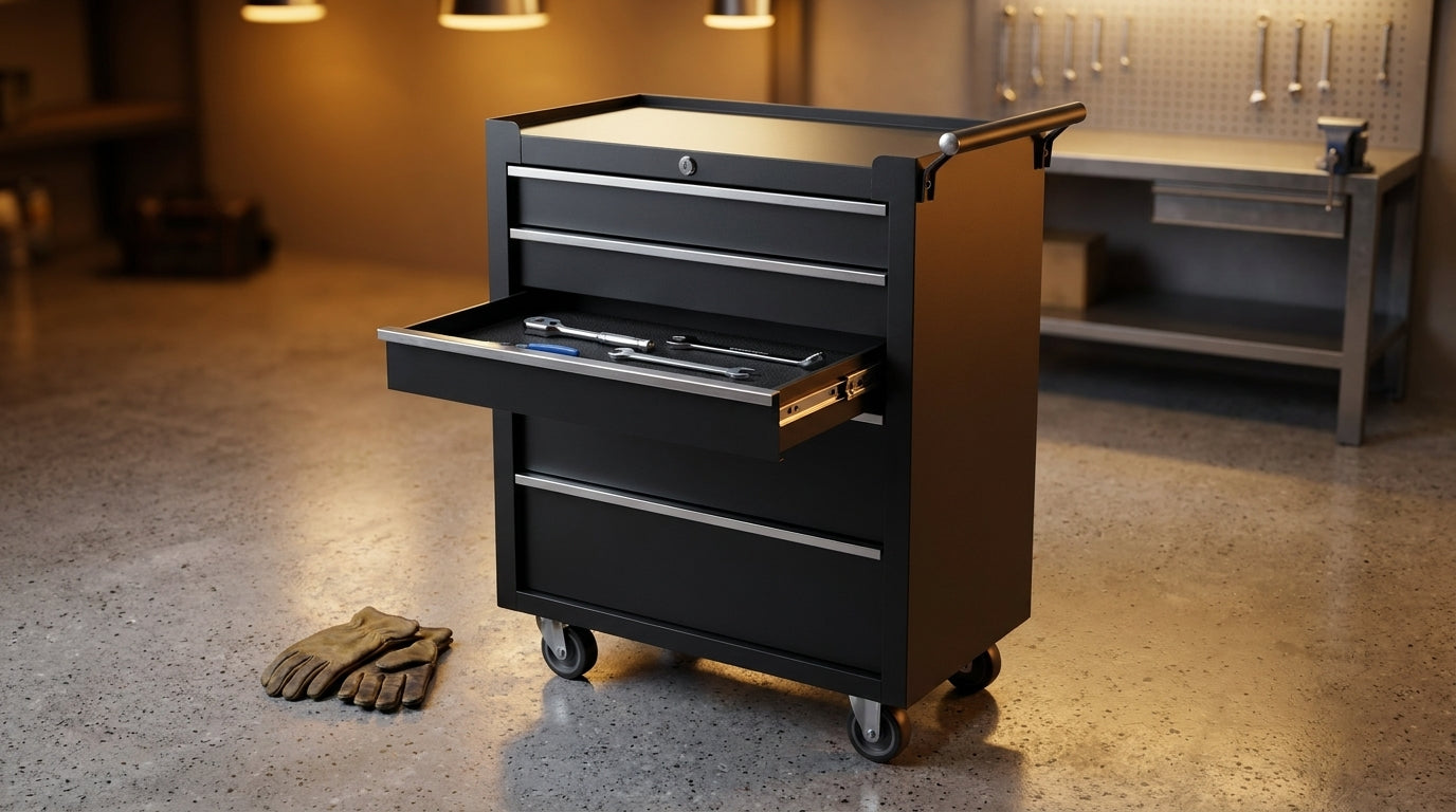 Rolling Tool Chest, 5 Drawers Tool Storage Cabinet with Wheels, Portable Tool Cabinet Organizer with Locking System & Drawer Liners,Universal Lockable Wheels, Tool Storage Cart for Garage, Workshop — Lifestyle