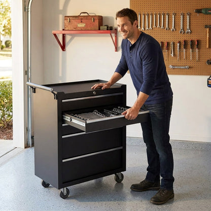 Rolling Tool Chest, 5 Drawers Tool Storage Cabinet with Wheels, Portable Tool Cabinet Organizer with Locking System & Drawer Liners,Universal Lockable Wheels, Tool Storage Cart for Garage, Workshop — Lifestyle