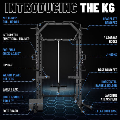 Power Rack Cage, 1500LBS Weight Cage with 800LB Capacity Adjustable Weight Bench, 1500LB Capacity Barbell and 230LB Weight Plate Set(B230B)