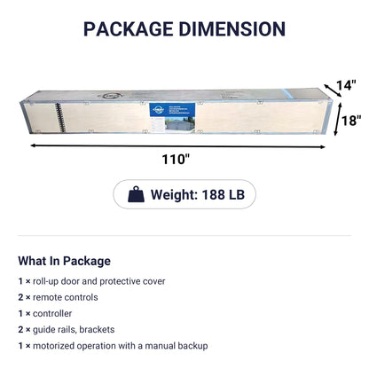 8.5' x 8.5' Motorized Roll-Up Door Kit for Double Garage Metal Shed