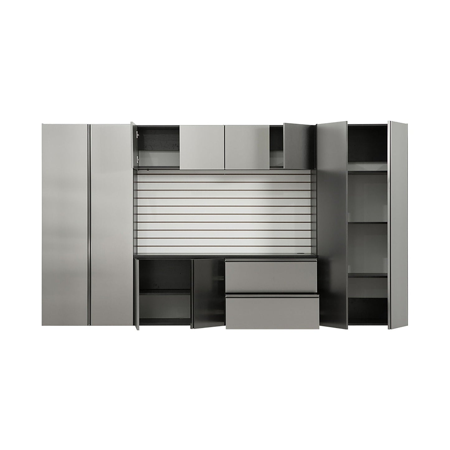 Nova Series - Garage Cabinet Set A With Soft Closing Doors - Metallic Gray
