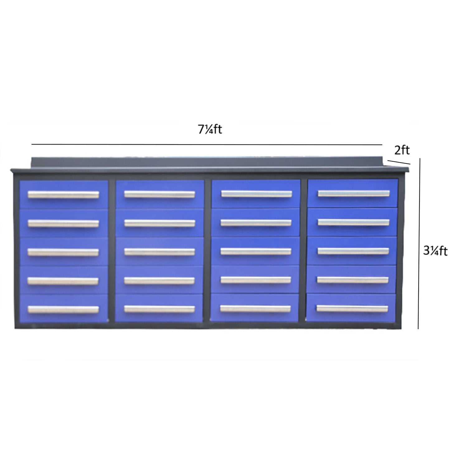 Garage Storage Cabinets With Workbench (With 20 Drawers) - Blue