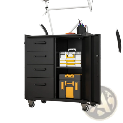 Metal Tool Storage Cabinet with 4 Drawers and Wheels