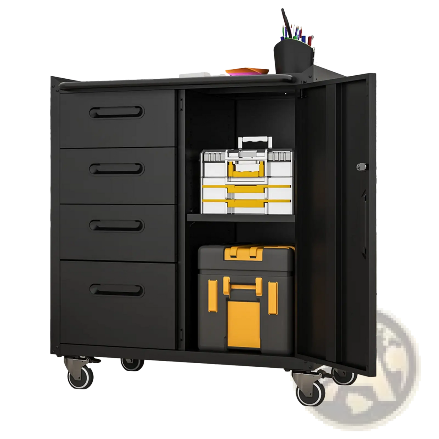 Metal Tool Storage Cabinet with 4 Drawers and Wheels