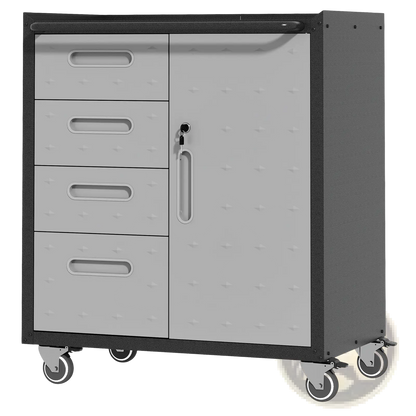 Metal Tool Storage Cabinet with Wheels 4 Drawer Gray