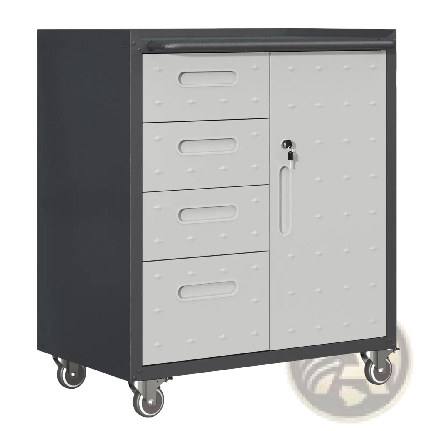 Metal Tool Storage Cabinet with Wheels 4 Drawer Gray