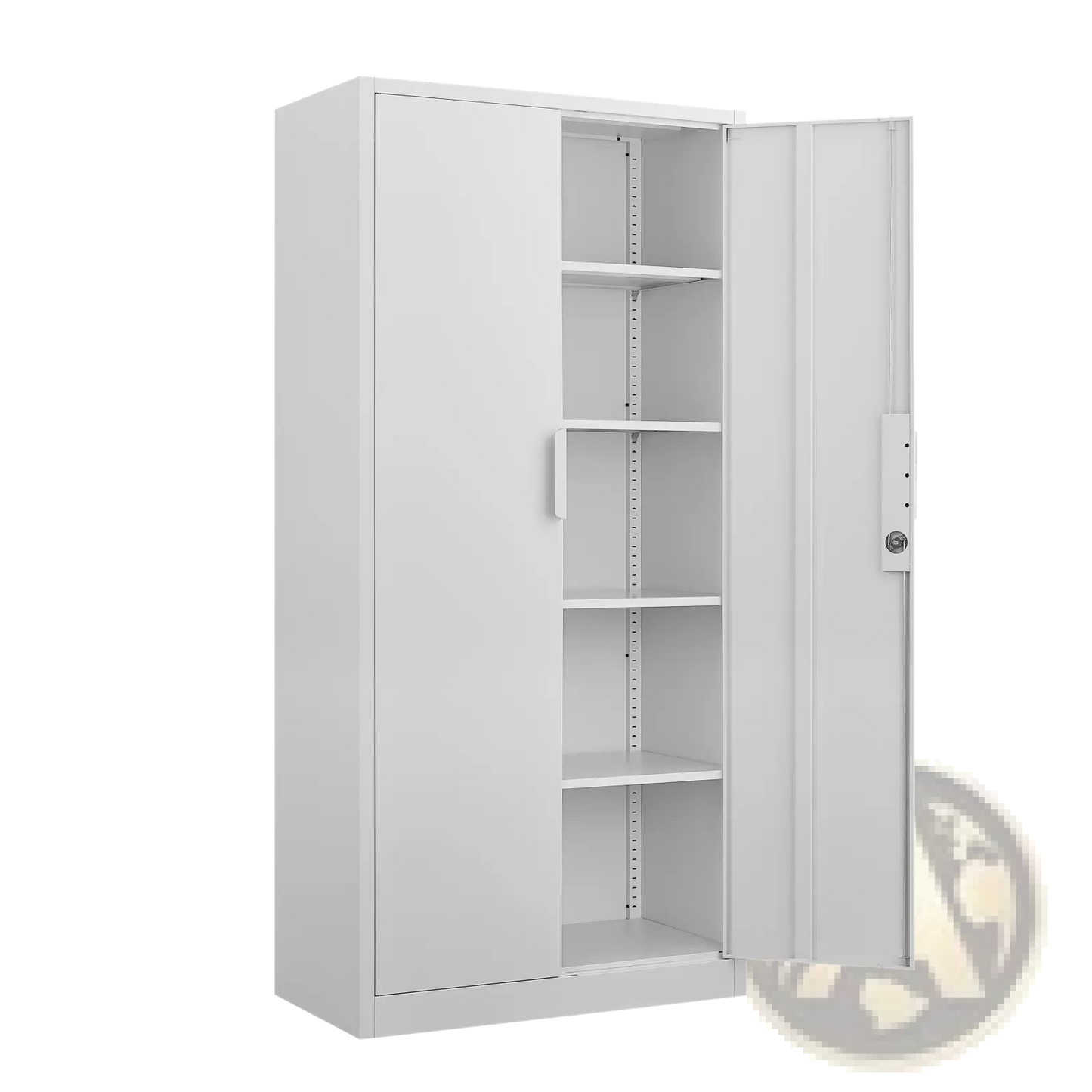 Steel File Cabinet 70 Inch 2 Door Lockable White Storage