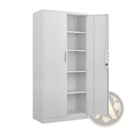 Steel File Cabinet 70 Inch 2 Door Lockable White Storage